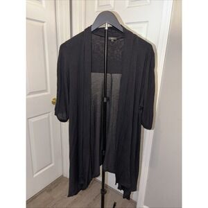 Storm Open Front Short Sleeve Stretch Black Cardigan Med Summer Layer Travel EUC